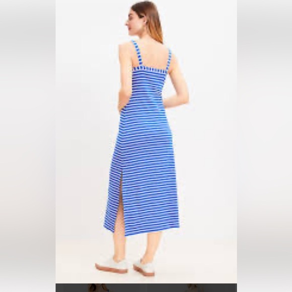 LOFT Blue and White Striped Dress NWT - Picture 4 of 6